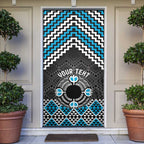 Personalised Aotearoa Niho Taniwha Motif Door Cover Blue Style - Aussie Hoodie