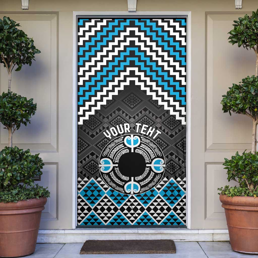 Personalised Aotearoa Niho Taniwha Motif Door Cover Blue Style - Aussie Hoodie