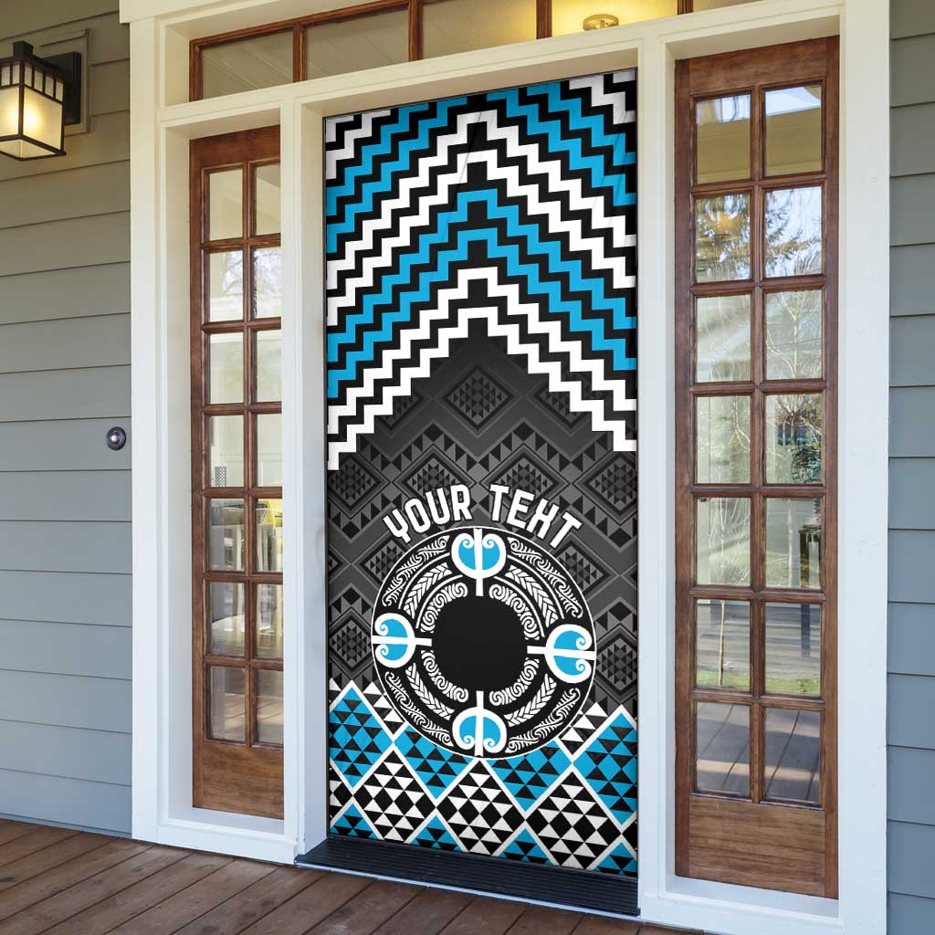 Personalised Aotearoa Niho Taniwha Motif Door Cover Blue Style - Aussie Hoodie