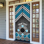 Personalised Aotearoa Niho Taniwha Motif Door Cover Blue Style - Aussie Hoodie
