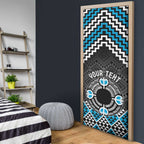Personalised Aotearoa Niho Taniwha Motif Door Cover Blue Style - Aussie Hoodie