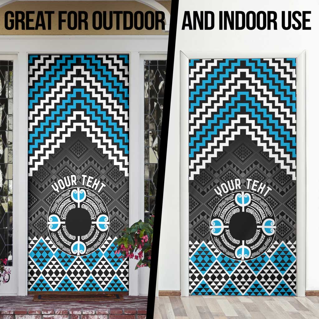Personalised Aotearoa Niho Taniwha Motif Door Cover Blue Style - Aussie Hoodie