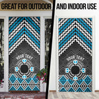 Personalised Aotearoa Niho Taniwha Motif Door Cover Blue Style - Aussie Hoodie