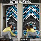 Personalised Aotearoa Niho Taniwha Motif Door Cover Blue Style - Aussie Hoodie