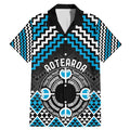 Personalised Aotearoa Niho Taniwha Motif Family Matching Mermaid Dress and Hawaiian Shirt Blue Style