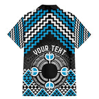 Personalised Aotearoa Niho Taniwha Motif Family Matching Mermaid Dress and Hawaiian Shirt Blue Style