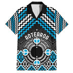 Personalised Aotearoa Niho Taniwha Motif Family Matching Tank Maxi Dress and Hawaiian Shirt Blue Style