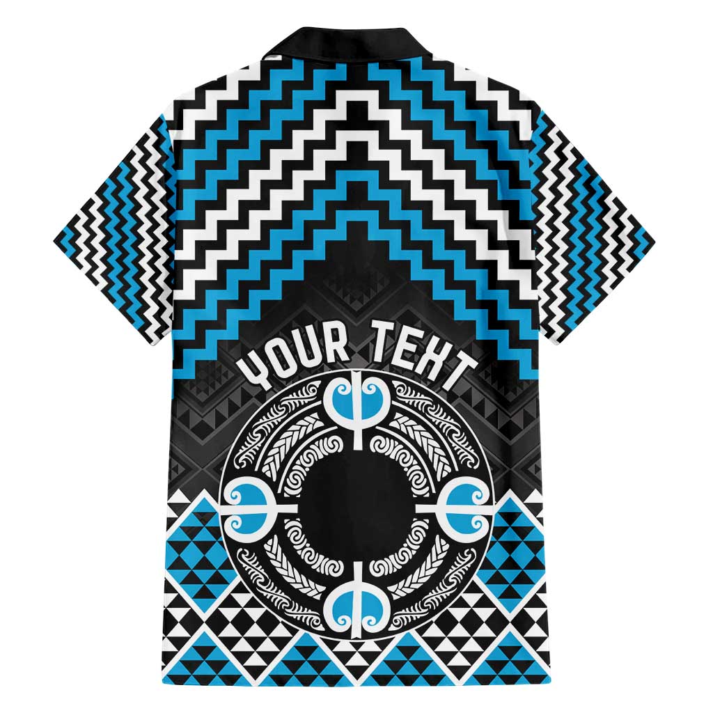 Personalised Aotearoa Niho Taniwha Motif Hawaiian Shirt Blue Style