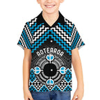 Personalised Aotearoa Niho Taniwha Motif Hawaiian Shirt Blue Style