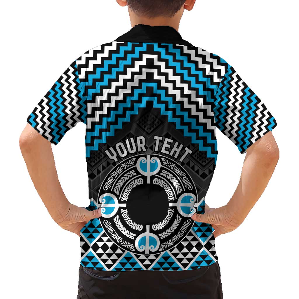 Personalised Aotearoa Niho Taniwha Motif Hawaiian Shirt Blue Style
