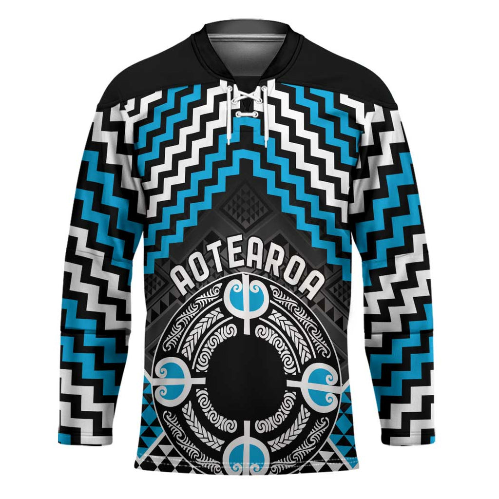 Personalised Aotearoa Niho Taniwha Motif Hockey Jersey Blue Style - Aussie Hoodie