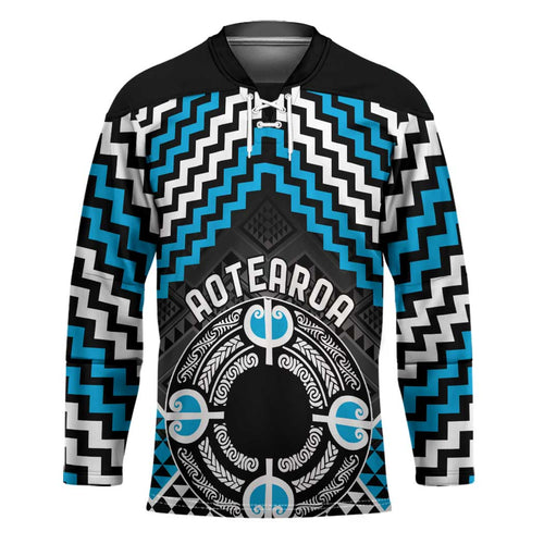 Personalised Aotearoa Niho Taniwha Motif Hockey Jersey Blue Style - Aussie Hoodie