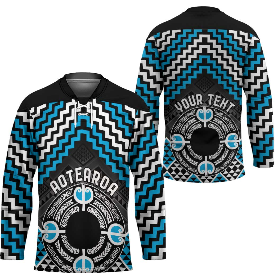 Personalised Aotearoa Niho Taniwha Motif Hockey Jersey Blue Style - Aussie Hoodie