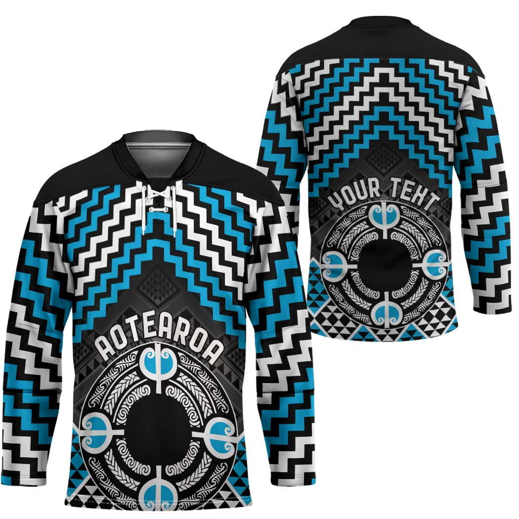 Personalised Aotearoa Niho Taniwha Motif Hockey Jersey Blue Style - Aussie Hoodie