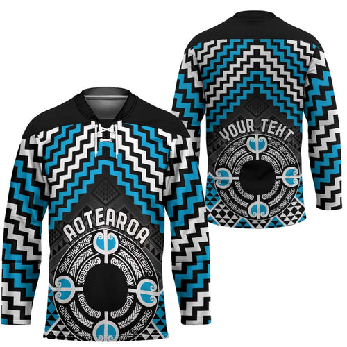 Personalised Aotearoa Niho Taniwha Motif Hockey Jersey Blue Style - Aussie Hoodie