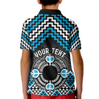Personalised Aotearoa Niho Taniwha Motif Kid Polo Shirt Blue Style