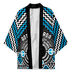 Personalised Aotearoa Niho Taniwha Motif Kimono Blue Style - Aussie Hoodie