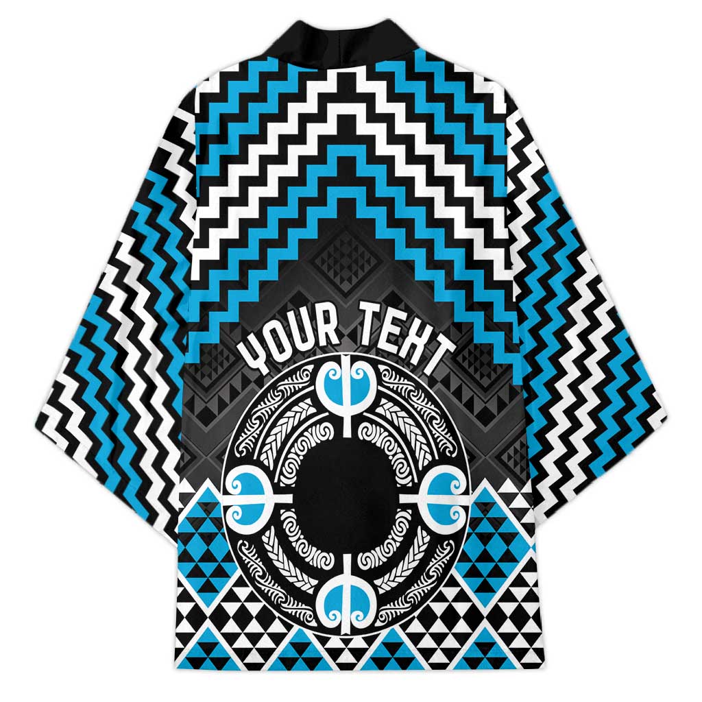 Personalised Aotearoa Niho Taniwha Motif Kimono Blue Style - Aussie Hoodie