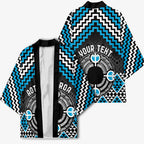 Personalised Aotearoa Niho Taniwha Motif Kimono Blue Style - Aussie Hoodie