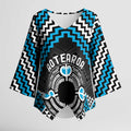 Personalised Aotearoa Niho Taniwha Motif Kimono Sleeve Blouse Blue Style - Aussie Hoodie