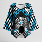 Personalised Aotearoa Niho Taniwha Motif Kimono Sleeve Blouse Blue Style - Aussie Hoodie