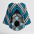 Personalised Aotearoa Niho Taniwha Motif Kimono Sleeve Blouse Blue Style - Aussie Hoodie