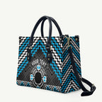 Personalised Aotearoa Niho Taniwha Motif Leather Bag Blue Style - Aussie Hoodie