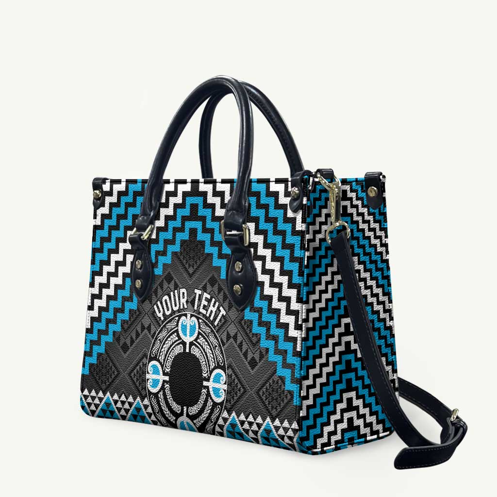 Personalised Aotearoa Niho Taniwha Motif Leather Bag Blue Style - Aussie Hoodie