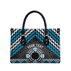 Personalised Aotearoa Niho Taniwha Motif Leather Bag Blue Style - Aussie Hoodie