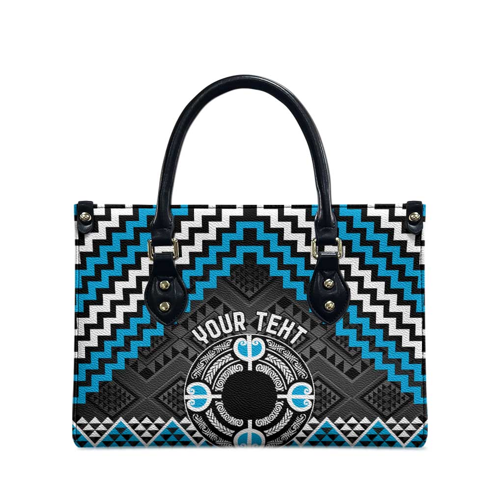 Personalised Aotearoa Niho Taniwha Motif Leather Bag Blue Style - Aussie Hoodie