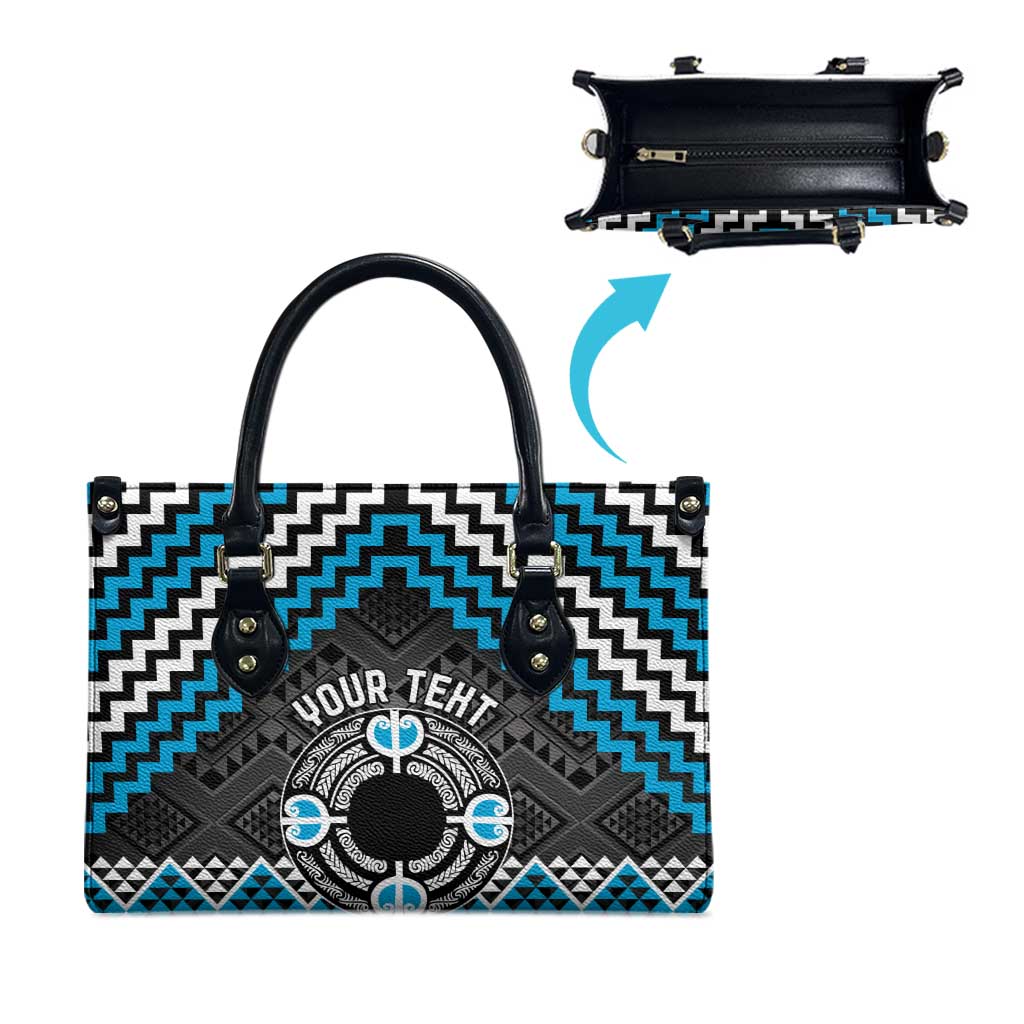 Personalised Aotearoa Niho Taniwha Motif Leather Bag Blue Style - Aussie Hoodie