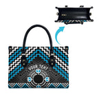 Personalised Aotearoa Niho Taniwha Motif Leather Bag Blue Style - Aussie Hoodie