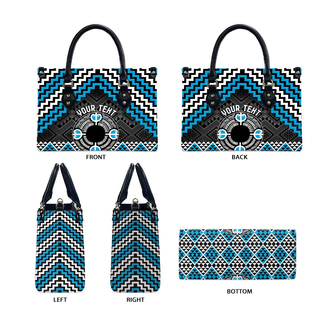 Personalised Aotearoa Niho Taniwha Motif Leather Bag Blue Style - Aussie Hoodie