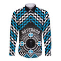 Personalised Aotearoa Niho Taniwha Motif Long Sleeve Button Shirt Blue Style