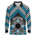 Personalised Aotearoa Niho Taniwha Motif Long Sleeve Polo Shirt Blue Style