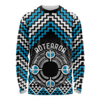 Personalised Aotearoa Niho Taniwha Motif Long Sleeve Shirt Blue Style