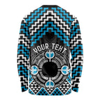 Personalised Aotearoa Niho Taniwha Motif Long Sleeve Shirt Blue Style