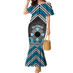 Personalised Aotearoa Niho Taniwha Motif Mermaid Dress Blue Style