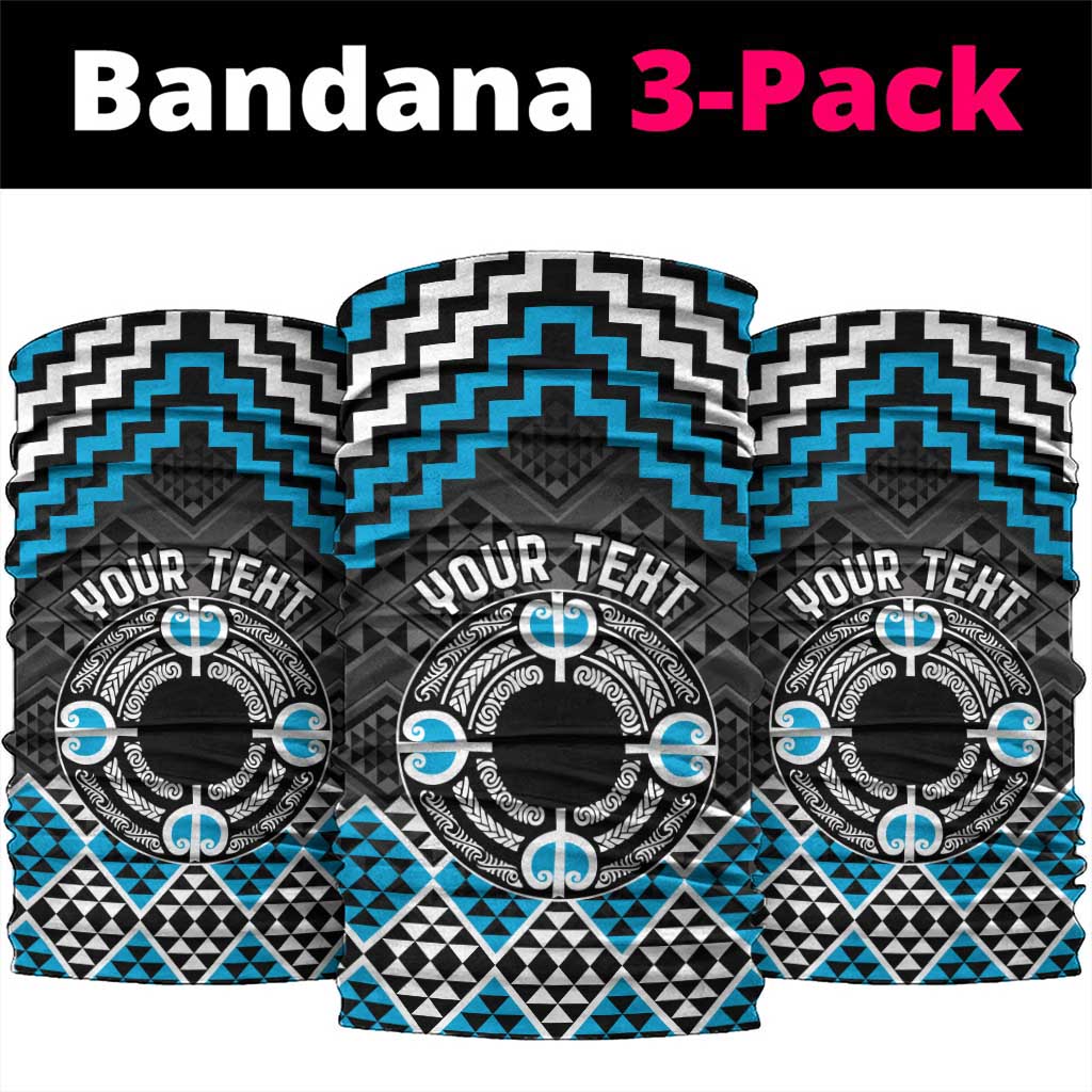 Personalised Aotearoa Niho Taniwha Motif Neck Gaiter Blue Style - Aussie Hoodie