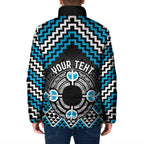 Personalised Aotearoa Niho Taniwha Motif Padded Jacket Blue Style - Aussie Hoodie