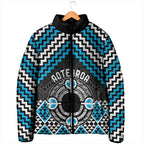 Personalised Aotearoa Niho Taniwha Motif Padded Jacket Blue Style - Aussie Hoodie