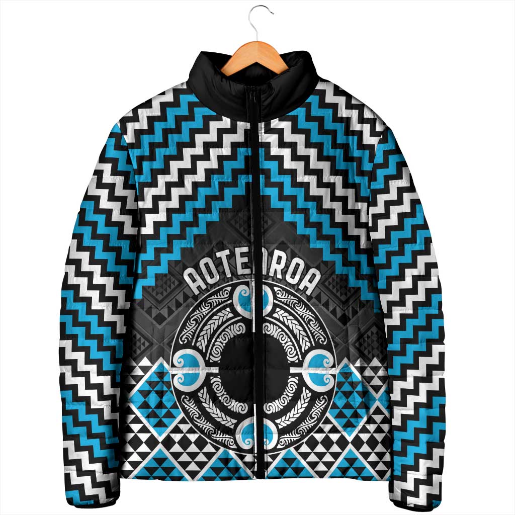Personalised Aotearoa Niho Taniwha Motif Padded Jacket Blue Style - Aussie Hoodie