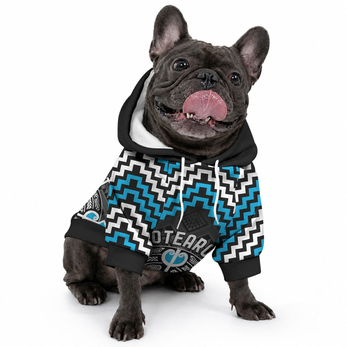 Personalised Aotearoa Niho Taniwha Motif Pet Hoodie Blue Style