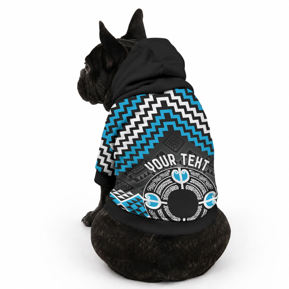 Personalised Aotearoa Niho Taniwha Motif Pet Hoodie Blue Style