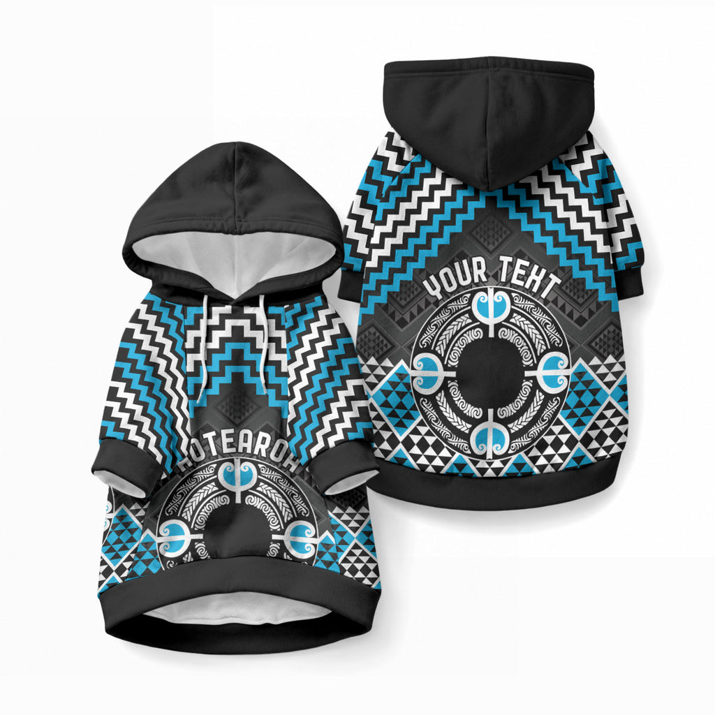 Personalised Aotearoa Niho Taniwha Motif Pet Hoodie Blue Style