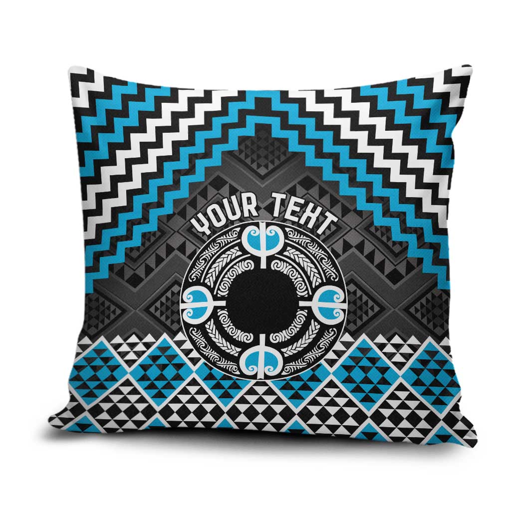 Personalised Aotearoa Niho Taniwha Motif Pillow Cover Blue Style - Aussie Hoodie