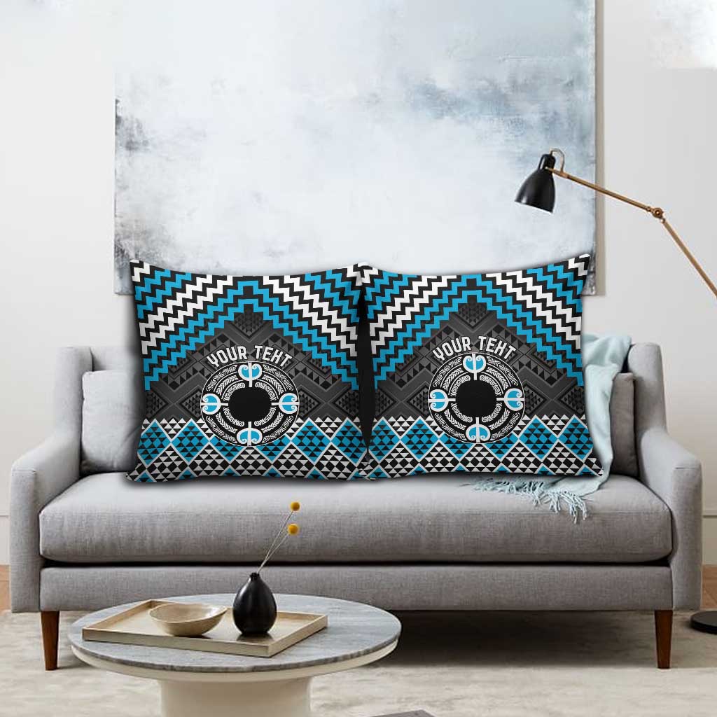 Personalised Aotearoa Niho Taniwha Motif Pillow Cover Blue Style - Aussie Hoodie