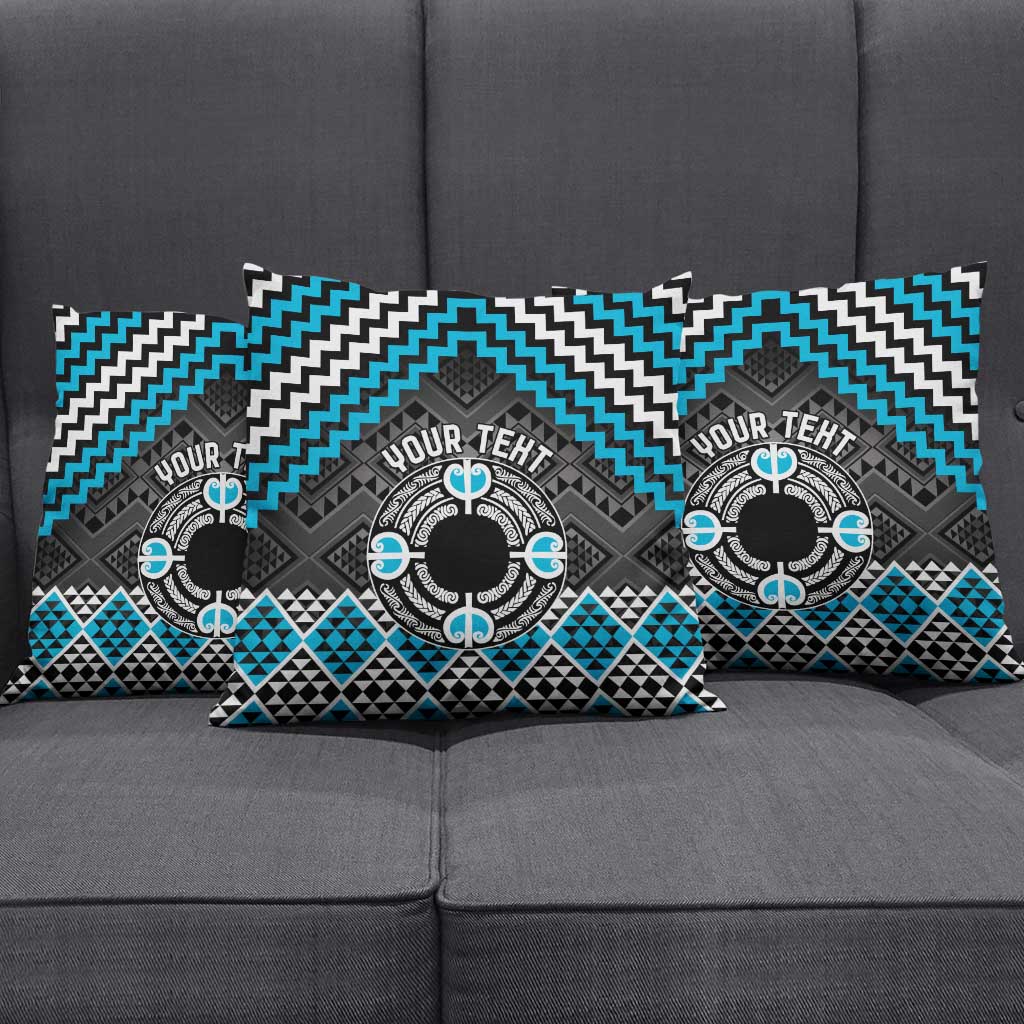 Personalised Aotearoa Niho Taniwha Motif Pillow Cover Blue Style - Aussie Hoodie
