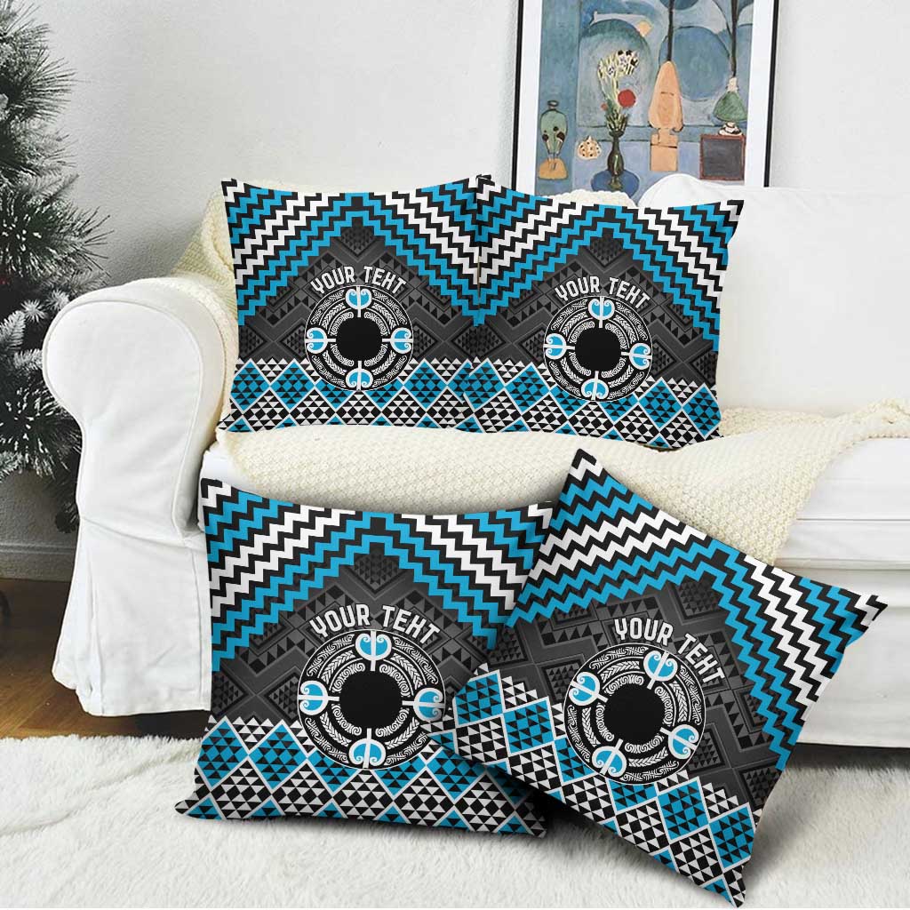 Personalised Aotearoa Niho Taniwha Motif Pillow Cover Blue Style - Aussie Hoodie