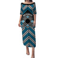Personalised Aotearoa Niho Taniwha Motif Puletasi Blue Style